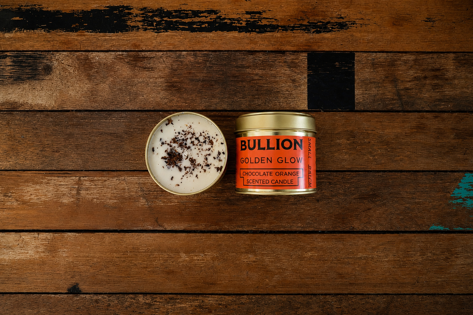 Chocolate orange scented candle made with cocoa husk