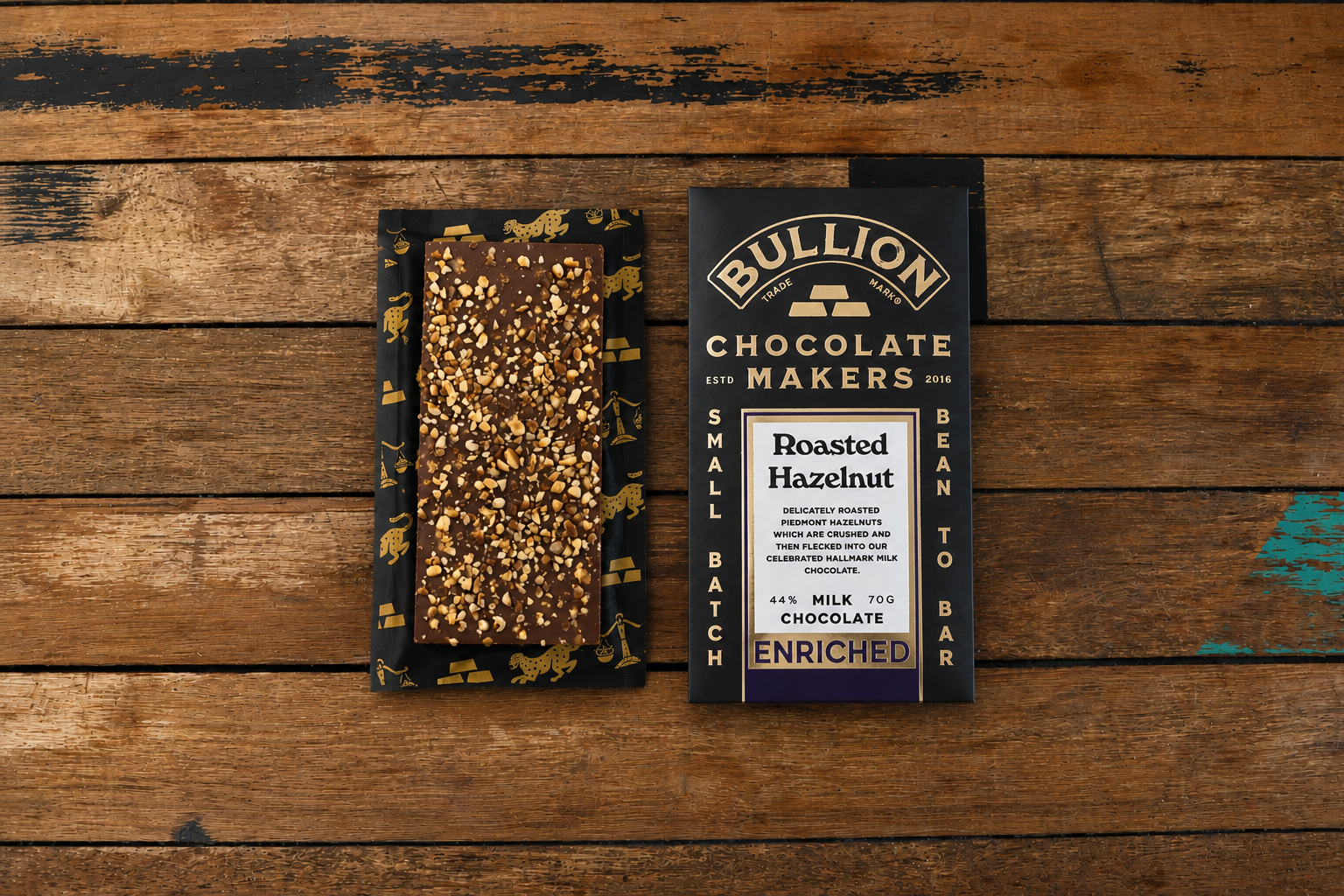 Hazelnut milk bullion chocolate bar